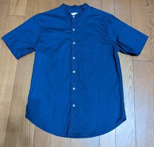 EMMA CLOTHES ネイビー　スタンドカラー　半袖　シャツ　サイズS