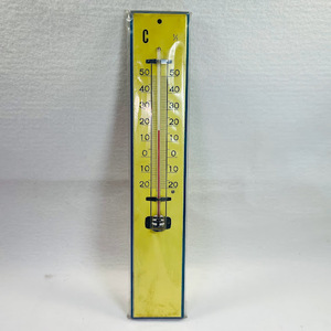 【未使用】クレセル寒暖計-20度～50度　高45センチ　キイロ　学校　温度計　レトロ　アルコール温度計　棒温度計