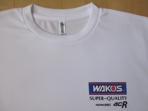 WAKO'S 4CR ワンポイント ロゴ プリント 速乾性 Tシャツ L ホワイト ワコーズ 和光ケミカル 4サイクル エンジン オイル 自動車 レーシング