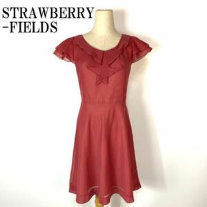 STRAWBERRY-FIELDS ワンピース ピンク ストロベリーフィールズ 半袖 フリル ポリエステル B2313