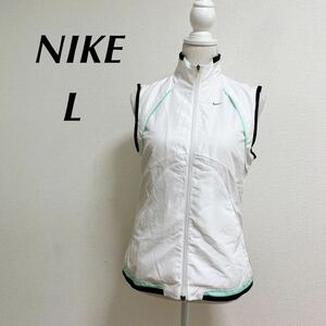 NIKE ナイキ ゴルフウェア　ゴルフベスト　ジップアップ GOLF レディース　L ホワイト　内側メッシュ　美品　スポーツウェア　ナイロン