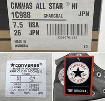 【26cm】新品 CONVERSE CANVAS ALL STAR HI CHARCOAL コンバース キャンバス オールスター ハイカット チャコール (1C988) 5087_画像8