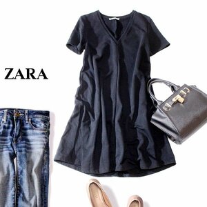 ☆☆ 美品 ザラ ZARA TRAFALUC ☆☆ 大人可愛い コットン スウェット ストレッチ ワンピース S 春 夏 23B07