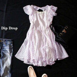 ☆☆ 美品 Dip Drops ディップドロップス ☆☆ 可愛いバックネックデザイン シフォン ワンピース 2号 M 春 夏 23E07