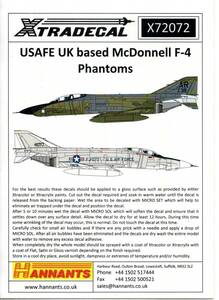 1/72　エクストラデカール　Xtradecal X72072　USAFE UK based McDonnell F-4 Phantoms 