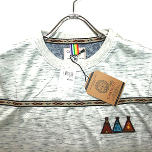 バイカラー 切り替えTシャツ 杢編み 大きいサイズ Grey 2Lサイズ Caribou CBC-1144 残りわずか 送料込み価格!の画像2