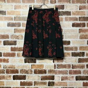 [K.T KIYOKO TAKASE] made in Japan rose leather switch tuck flair skirt 