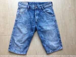 美品/完売 DIESEL “KROSHORT” 0888H Blue Eyecons ショートデニム パンツ 28 ディーゼル