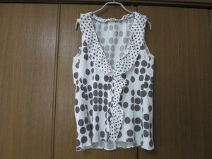  Tsumori Chisato wrinkle processing dot polka dot pattern no sleeve blouse 