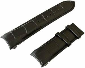 腕時計本革バンド 22mm 弓カン 仕様 (黒) オーダーメイド風 エンドピース カーブ クロコダイル型押 交換ベルトレザー