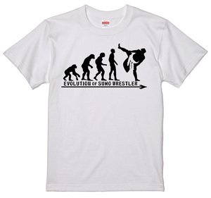 進化 evolution Tシャツ 白 相撲 力士 横綱 SUMO すもう エボリューション S/M/L/XLより