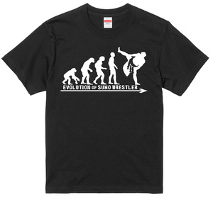 進化 evolution Tシャツ 黒 相撲 力士 横綱 SUMO すもう 選べるサイズ S/M/L/XLより エボリューション
