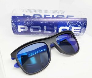 POLICE ポリス 正規品 偏光 サングラス SPLC42I U28Z ブラック ブルー 青 黒 ミラーレンズ メンズ 軽量 ウェリントン