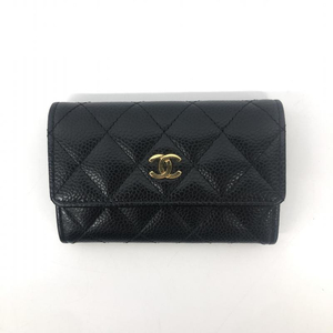 【中古】CHANEL　キャビアスキンカードケース　ブラック　シャネル[240066123762]