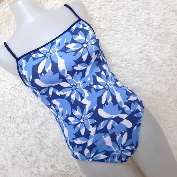 匿名配送★ユニクロ UNIQLO 花柄 タンキニ ビキニ 水着 ブルー 青 M キ