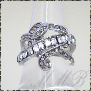 [Кольцо] Серебряное бесконечное кросс -кристаллическое сердце Серебряное бесконечное кросс -кристалл CZ Design Design № 15