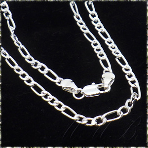 [Ожерелье] 925 Стерлинговое серебряное серебро SS Shining 4mm Slim Figaro Chain Silver Collece 700 мм (13G)