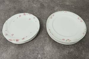 美品 NORITAKE Bone China 花柄 プレート 2種類 25cm 23cm 9枚 セット 店舗 イタリアン ビストロ スイーツ カフェ 洋食 食器 陶器 皿 業務