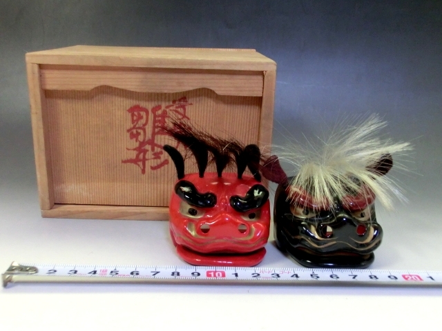 Ornament■Gion Doll Award-Winning Hina Doll Lion Head Common Box Ornament Object Lacquer Ware Red and Black Antique Art Period Item Antique■, season, Annual event, Doll's Festival, Hina doll
