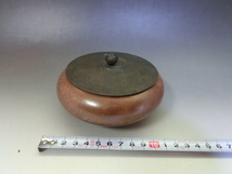 香炉■三つ足丸香炉 茶釉 蓋物 こうろ 火器 線香立て古美術 時代物 骨董品■_画像1