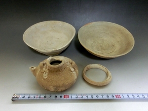  earthenware # unglazed ware set earthenware tea cup small teapot departure . old pot cup old tool old fine art era thing antique goods #