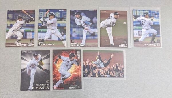 M プロ野球チップス2023 ノーマル スターカード★ タイトルホルダー チェックリスト付 千葉ロッテマリーンズ 8枚セット