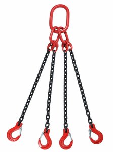 三方良し 4本吊り チェーンスリング 使用荷重：3.75t チェーン径8mm長さ1.5ｍ スリングフックタイプ　チェーンフック　吊りクランプ