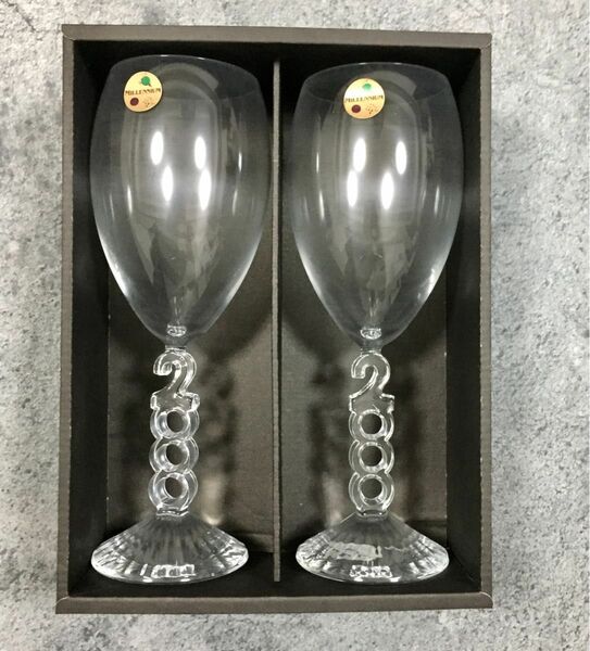 【美品】2000ワイングラス 記念限定品 ミレニアム Y2K 食器ビンテージ ワイングラス シャンパングラス ペアグラス