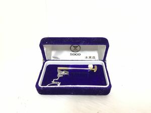 [K-2023]book@ pearl putter type necktie pin *SOGO selling out in the case beautiful goods!! SILVER stamp!