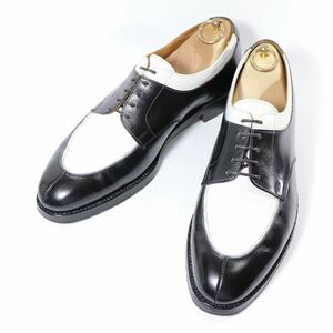 “美品 Lloyd Footwear（ロイドフットウェア）Crockett&Jones製 Uチップシューズ UK7.5 E 317ラスト 8485 ブラック ホワイト コンビ 革靴