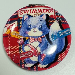  free shipping * anonymity delivery *SWIMMER acid ma- mirror mirror hand-mirror .. lovely dressing up folding cat red check circle compact mirror 