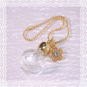 F7396/ round gold color perfume bin . flower decoration charm Short chain Mini perfume, flavoring small amount ., aroma oil, memory oil bottle, in present .