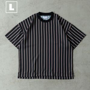 【新品】ドライタッチ総柄ビッグT/黒ストライプ/Lサイズ【夏物】