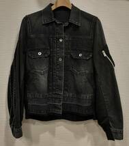 SACAI 定価:10.7万 MA-1 jacket×Pre denim ドッキングボンバージャケット サイズ1 SCW-051 ブラック サカイ_画像1