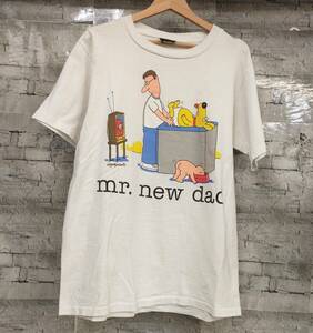 90s USA製 mr. new dad ミスターニューダッド 半袖Tシャツ プリントT シングルステッチ サイズL ホワイト 店舗受取可