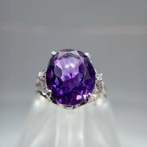 Pt900 プラチナ900 ダイヤモンド 0.02カラット 8号 3.1g 紫石 指輪 リング レディースアクセサリー 店舗受取可