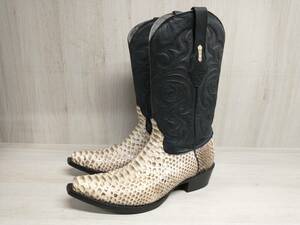 LOS ALTOS BOOTS ロスアルトス ウエスタンブーツ パイソン レザー シューズ ベージュ ブラック 7269 99004 US10 店舗受取可