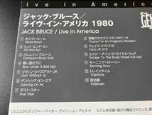 ジャック・ブルース CD ライヴ・イン・アメリカ 1980(紙ジャケット仕様)(生産限定盤)(SHM-CD) 店舗受取可_画像5