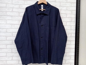 MHL. 596-2250504 UPCYCLING COTTON エムエイチエル メンズ ネイビー Lサイズ 長袖シャツ コットン 無地 店舗受取可