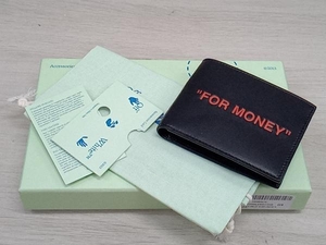 [ коробка сумка для хранения имеется ]Off-White "теплый" белый FOR MONEY мужской двойной бумажник не использовался товар / наружная коробка загрязнения есть 