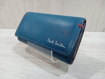 通年 Paul Smith ポールスミス 4連 レザー キーケース キーホルダー ブルー_画像1