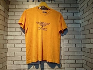 【90s】HARLEY DAVIDSON Lサイズ ハーレーダビッドソン FINE WORKMAN SHIP シングルステッチ 半袖Tシャツ オレンジ ブランド ビンテージ