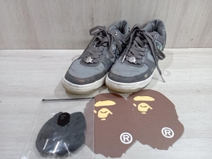 通年 A BATHING APE ア ベイシング エイプ BAPESTA ベイプスタ スニーカー ナイロン×レザー クリアソール 現状品 27.5cm グレー