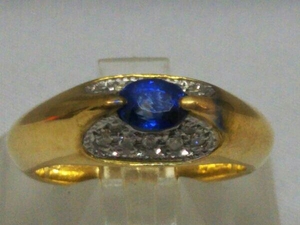  натуральный голубой сапфир кольцо Pt900 K18 diamond 0.1ct 8 номер примерно 5.3gso-ting есть 