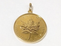 K24 K18 ゴールド（総16.8g） コイン カナダ 金貨1/2oz ペンダント ネックレス トップ_画像1
