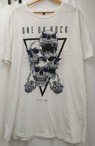 ONE OK ROCK ワンオク ロック 2018年公式GOODS／BIGTEE／スカル 半袖Tシャツ ホワイト Mサイズ メンズ
