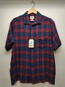 PHERROW*S short sleeves shirt M size navy × red 20S-PICS1 tag attaching men's summer thing 