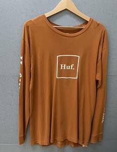 HUF ハフ メンズ 長袖Tシャツ ロンT HUF WORLDWIDE Mサイズ オレンジ 綿100%