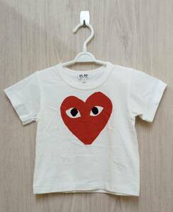 PLAY COMME des GARCONS/プレイコムデギャルソン/キッズ/インナー/半袖Tシャツ/AZ-T661/ハートプリントTシャツ/ホワイト×レッド系/サイズ2