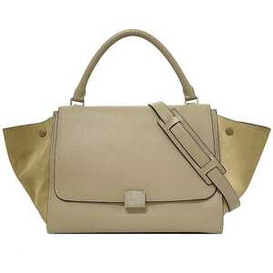 セリーヌ 2way バッグ トラペーズ グレー ベージュ 169543 美品 レザー スウェード 中古 CELINE